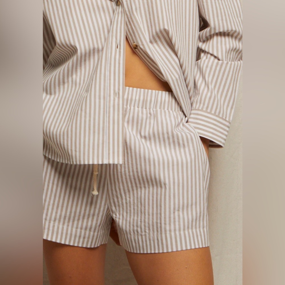 perfectwhitetee riley cotton poplin stripe short